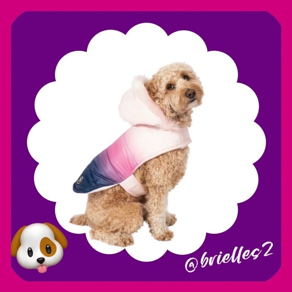 🐶 New Justice Pet Dog Reversible Puffer Jacket, Ombré Purple Pink